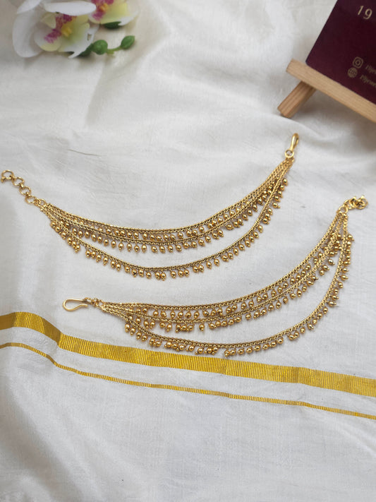 Gold 3 lines Ear chain Ea193-F12