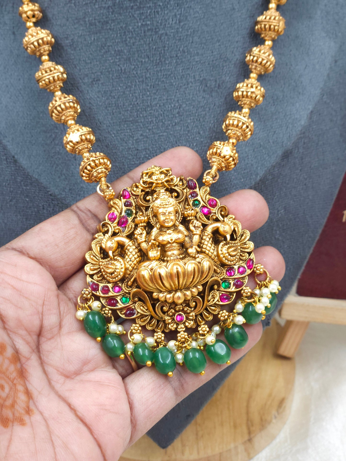 Antique pumpkin bead haaram N1321-A20
