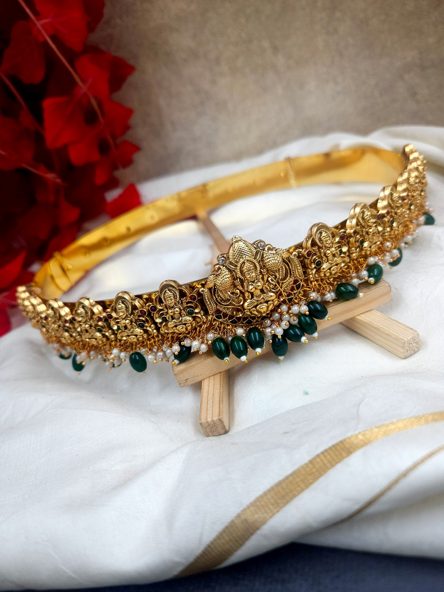 Lakshmi green beaded hip belt Hb156