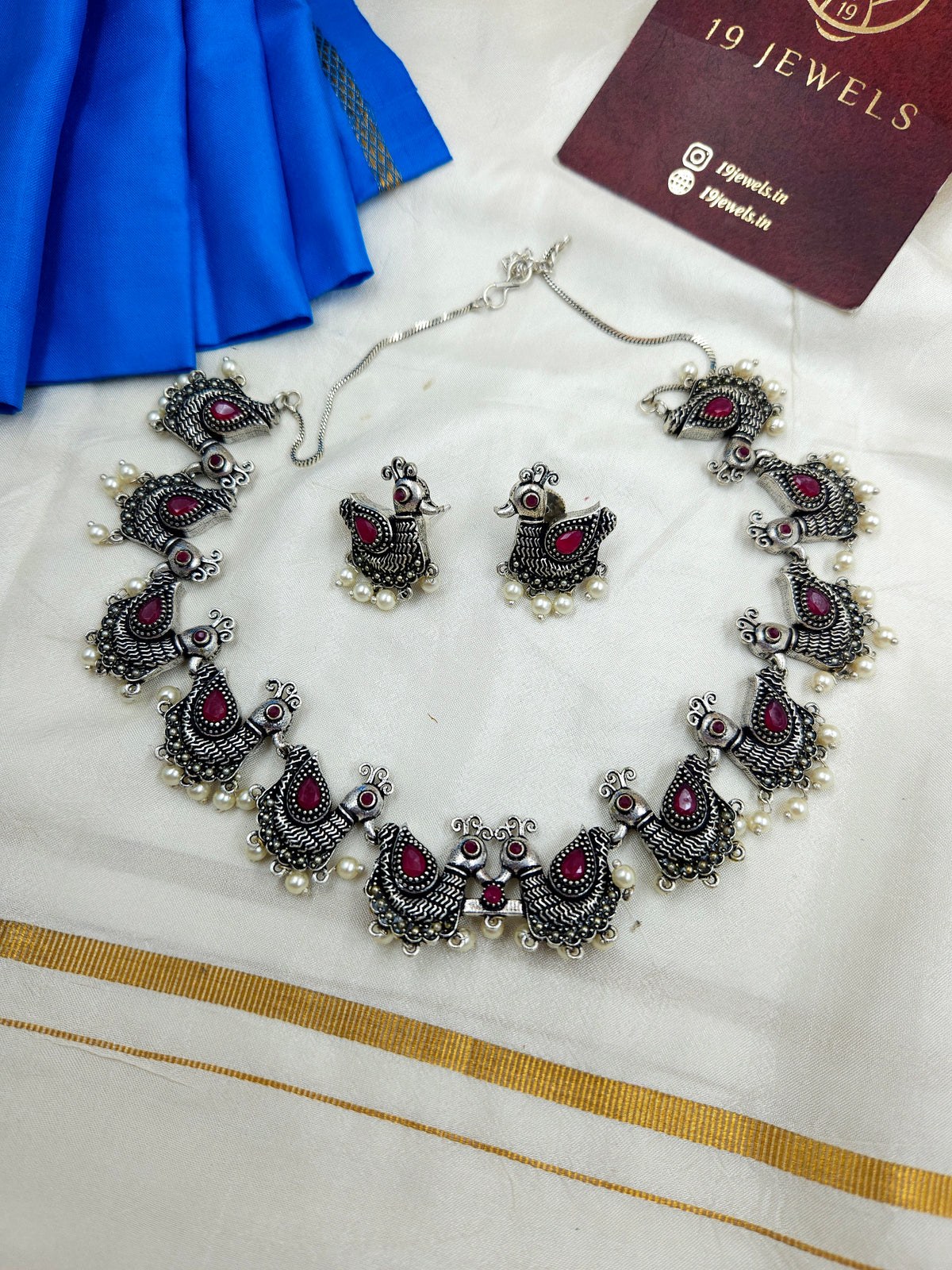 Ruby peacock Silver jewellery Ge077