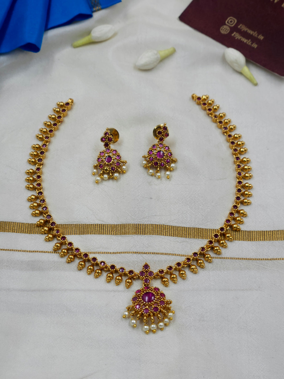 Cz ruby necklace N1673