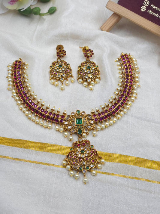 Traditional kempu adigai necklace N1360