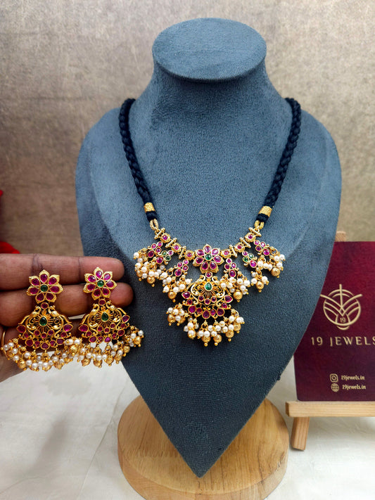 Premium black silk rope necklace N990