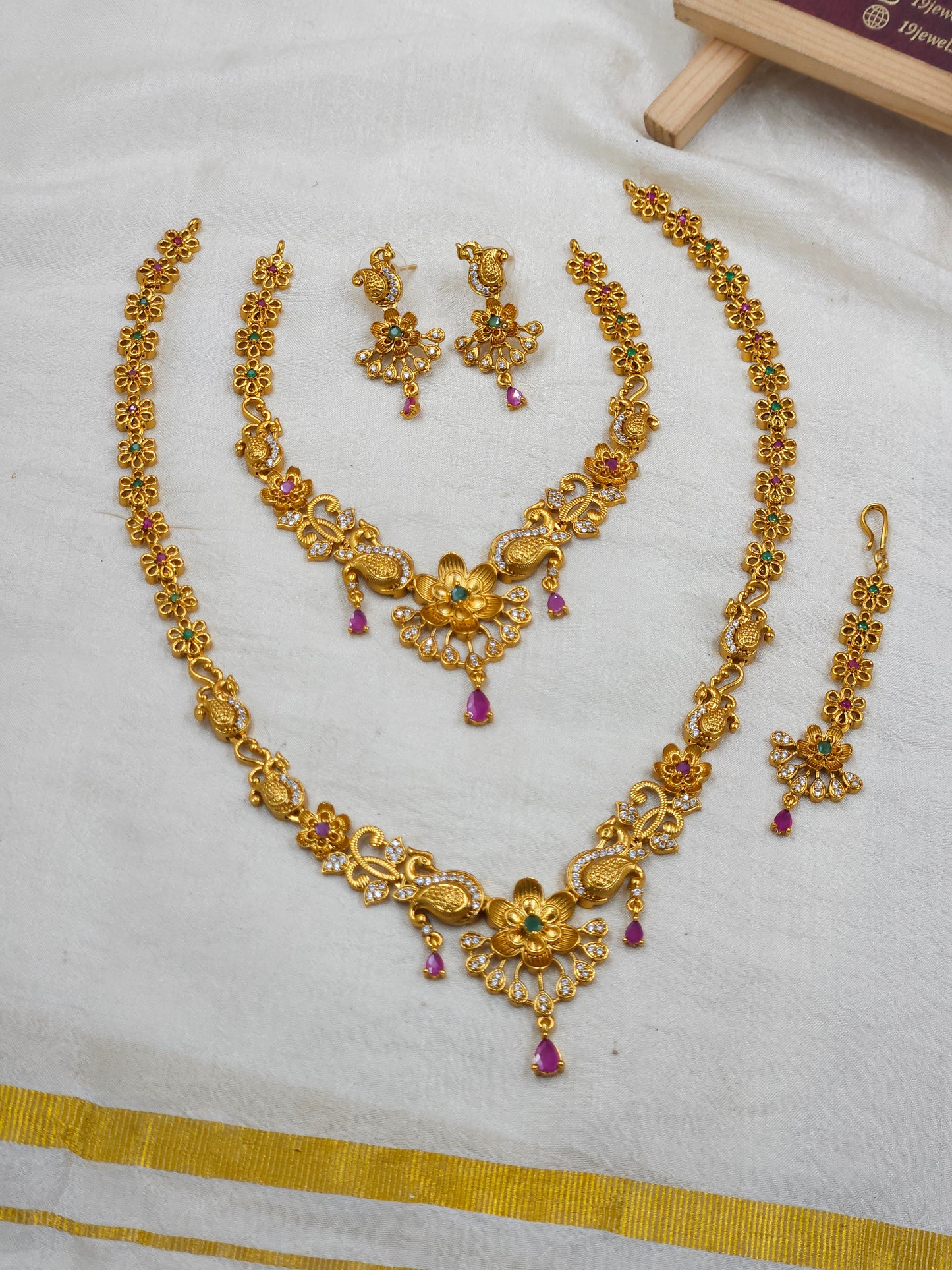 Cz combo necklace haram set Sb733-D21