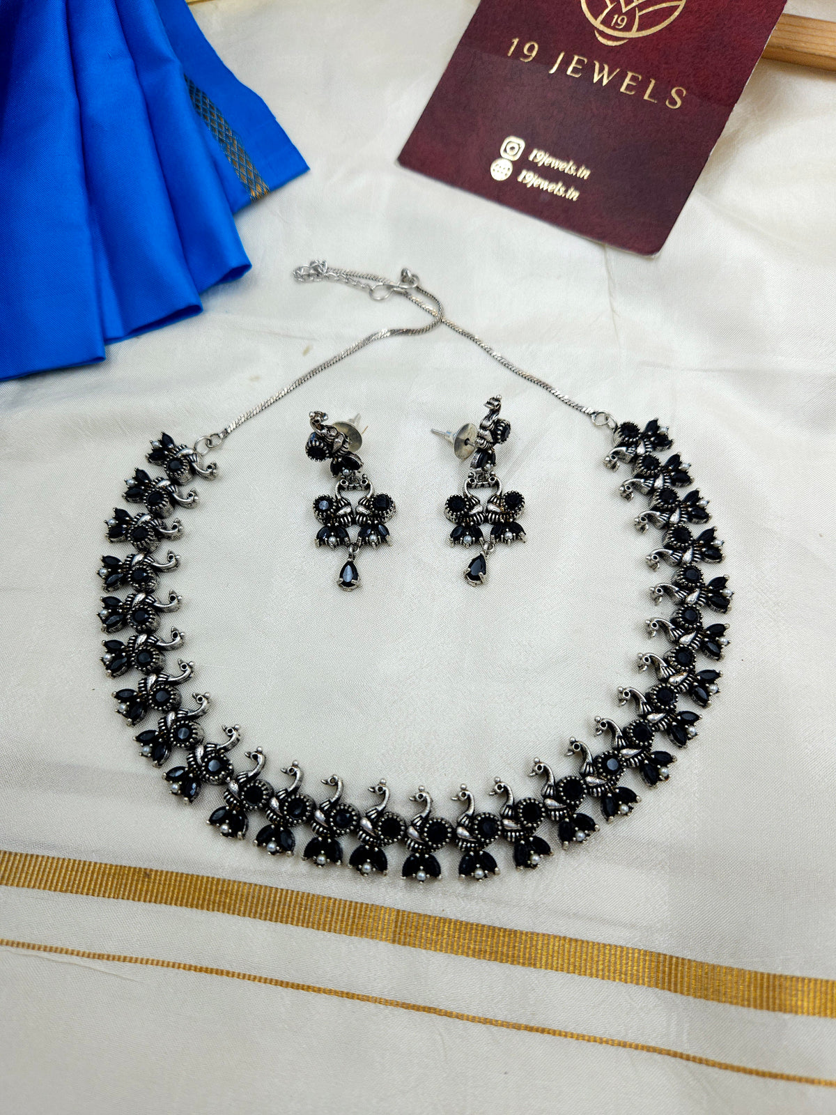Black inspired peacock Silver jewellery Ge079