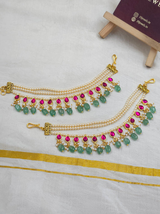 Emerald Jadau Ear chain Ea156