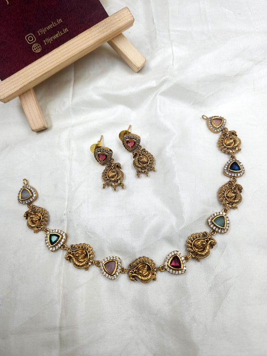 Cz peacock necklace N786