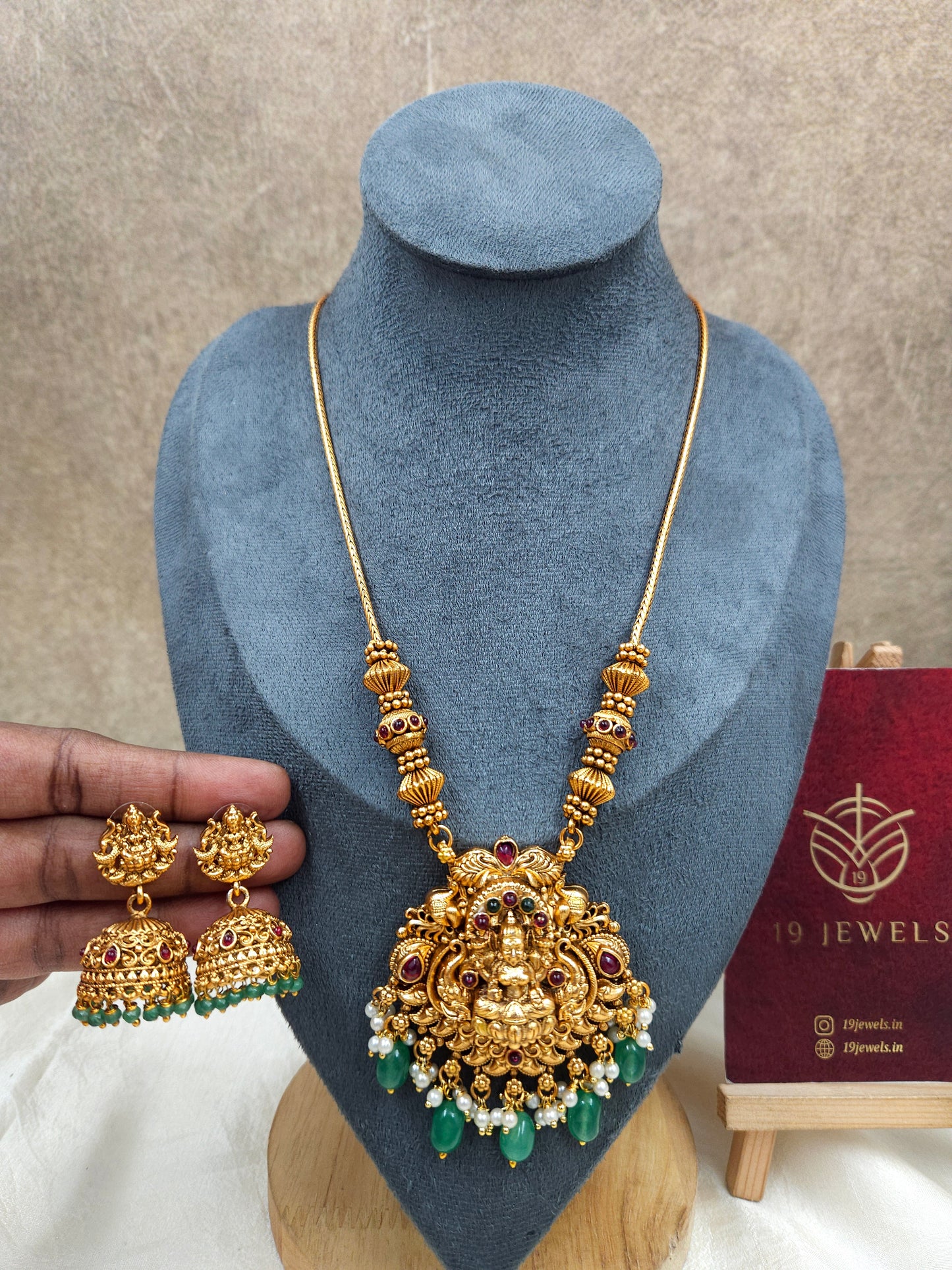 Lakshmi antique Locket haram N1295-A15