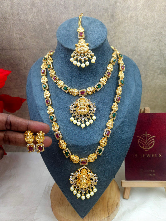 Multi colour stone lakshmi haram necklace N986
