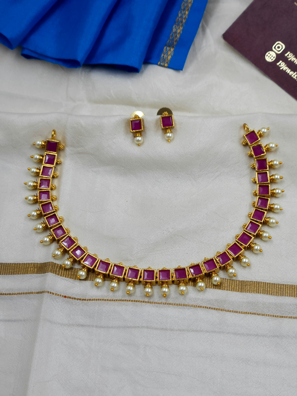Ruby block stone Necklace N1702