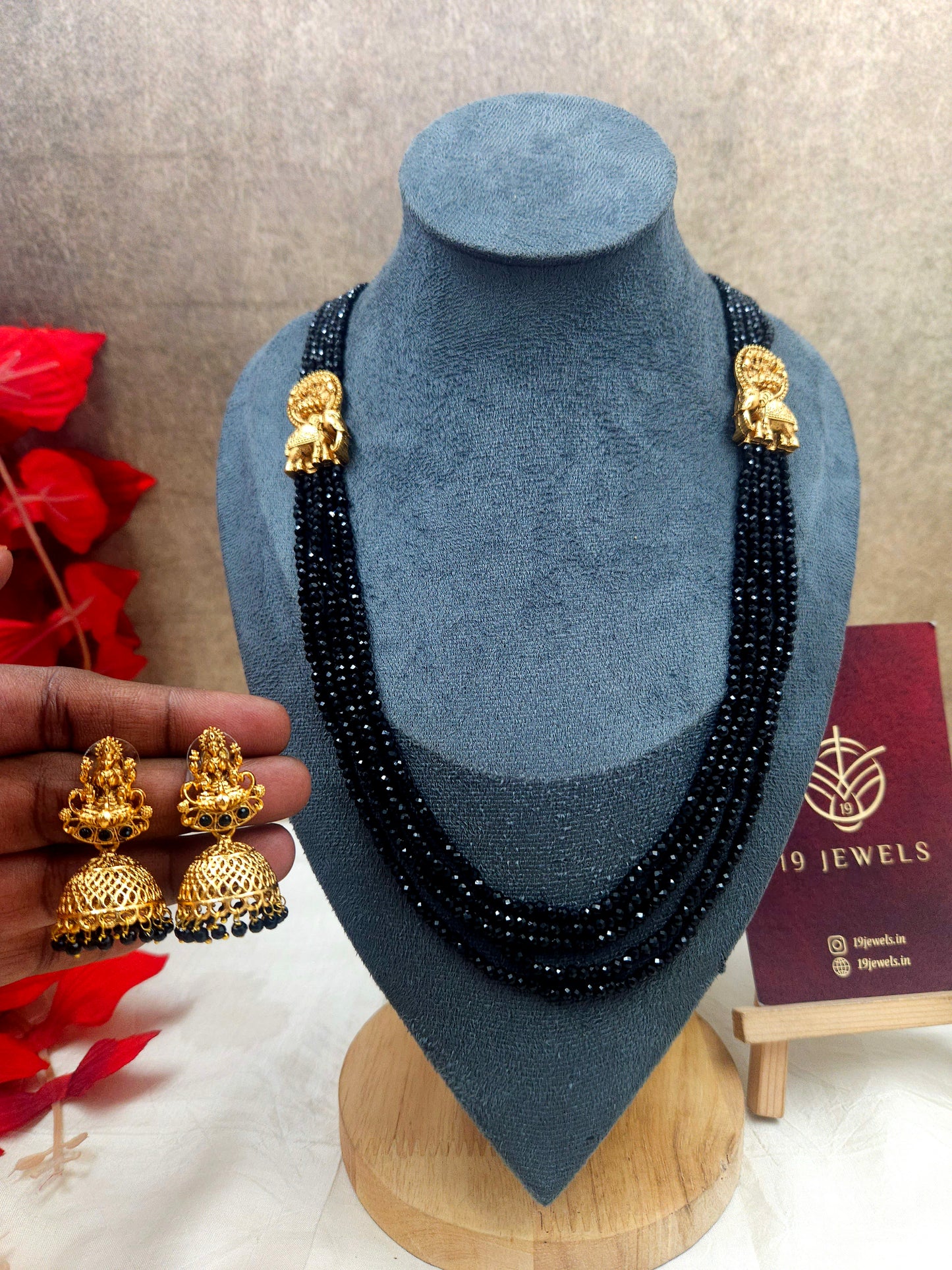 Black beaded multi layer haram N876