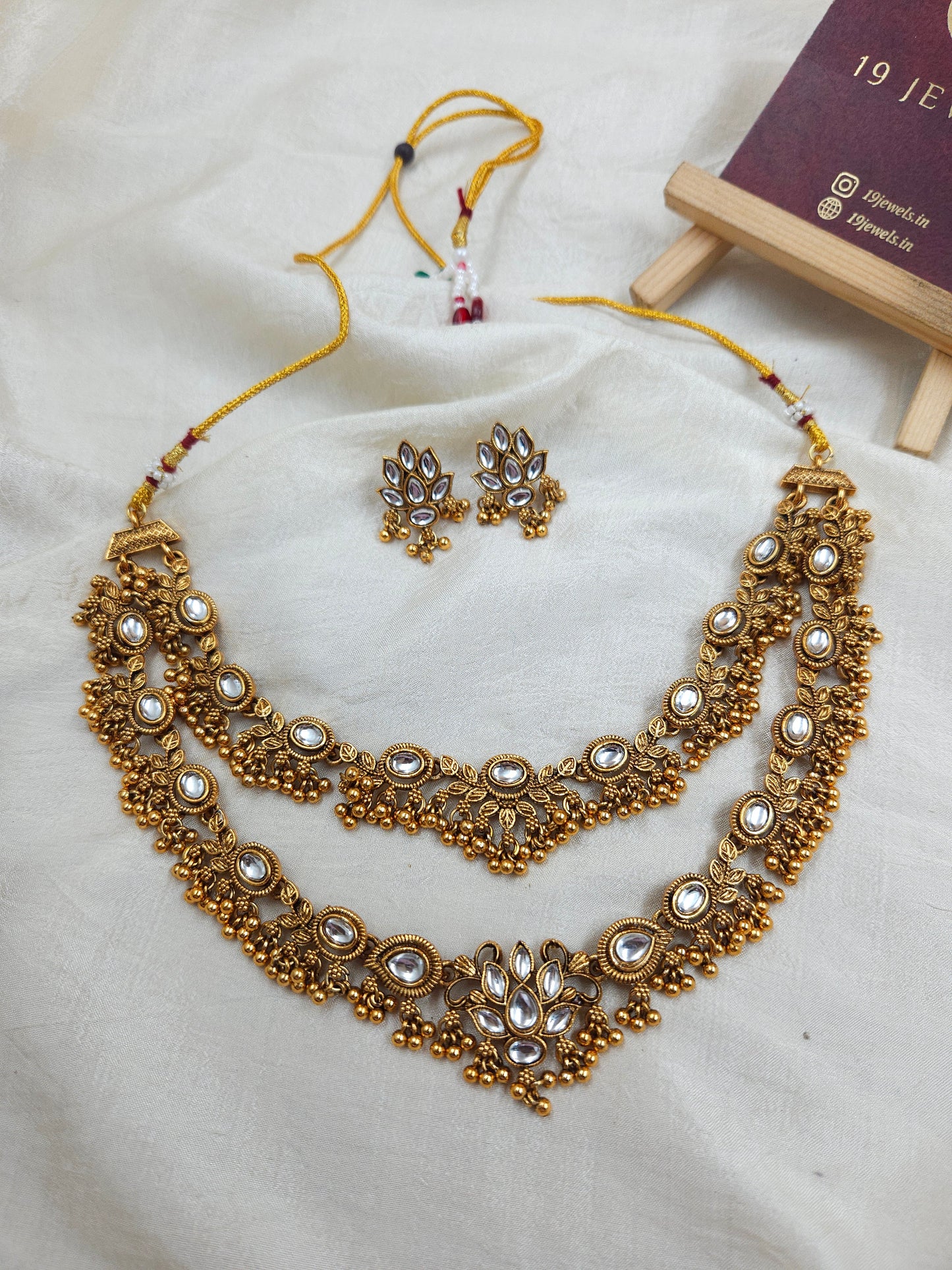 2 step kundan style necklace N1483-A4