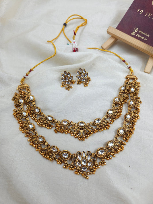 2 step kundan style necklace N1483-A4