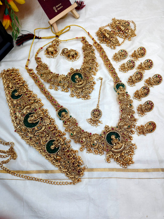 Full bridal jewellery Br140 with sequence green beads