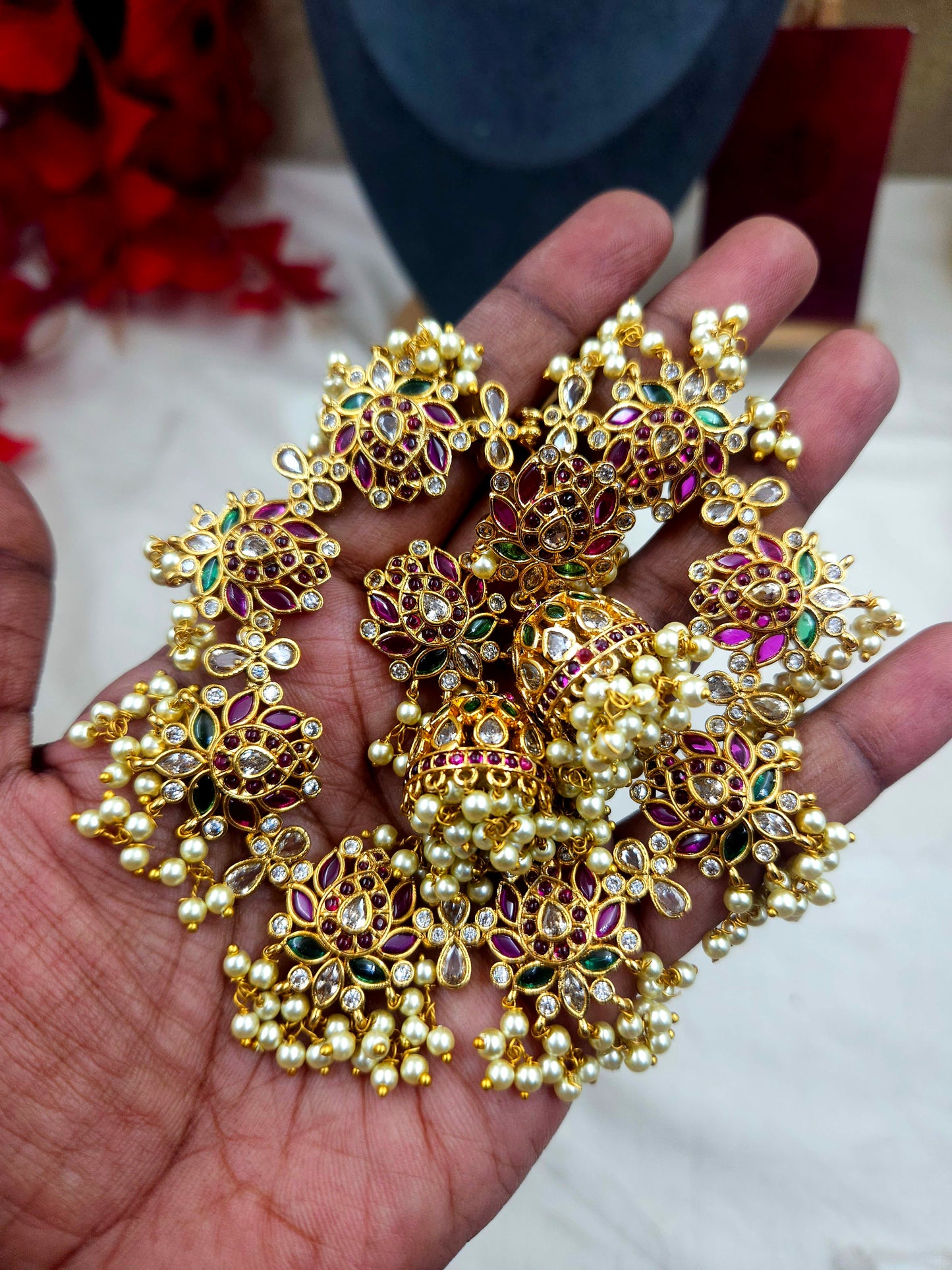 Cz Lotus gutapussalu necklace N524