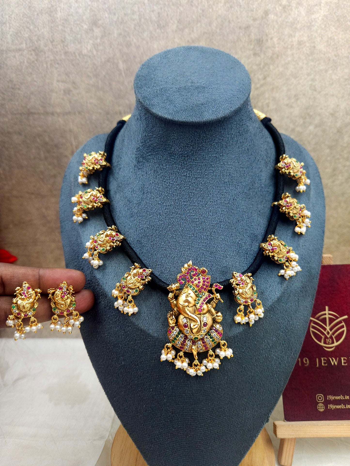 Premium black silk rope necklace N989