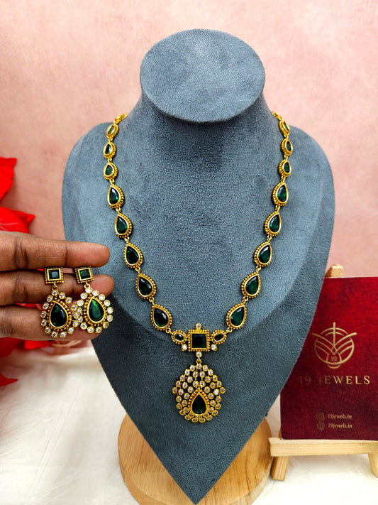 Jyothika inspired emerald premium haram N1012