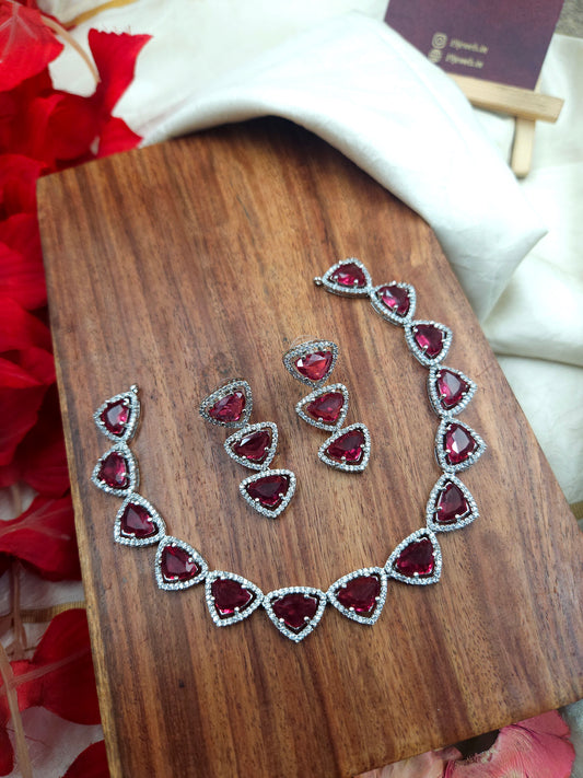 Ruby stone Ad necklace N217