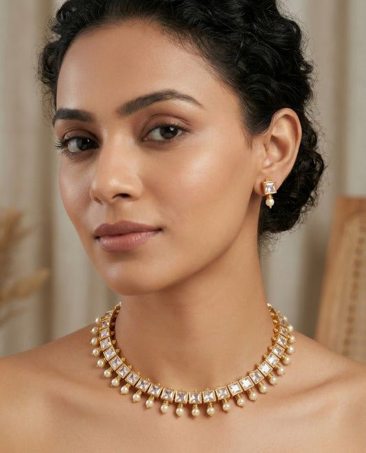 White block stone Necklace N1700-B4