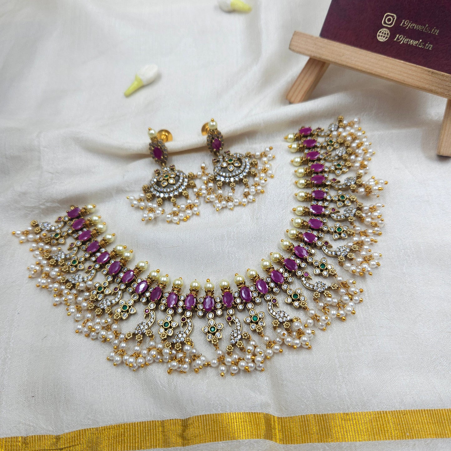 Short guttapusalu cz necklace N1181