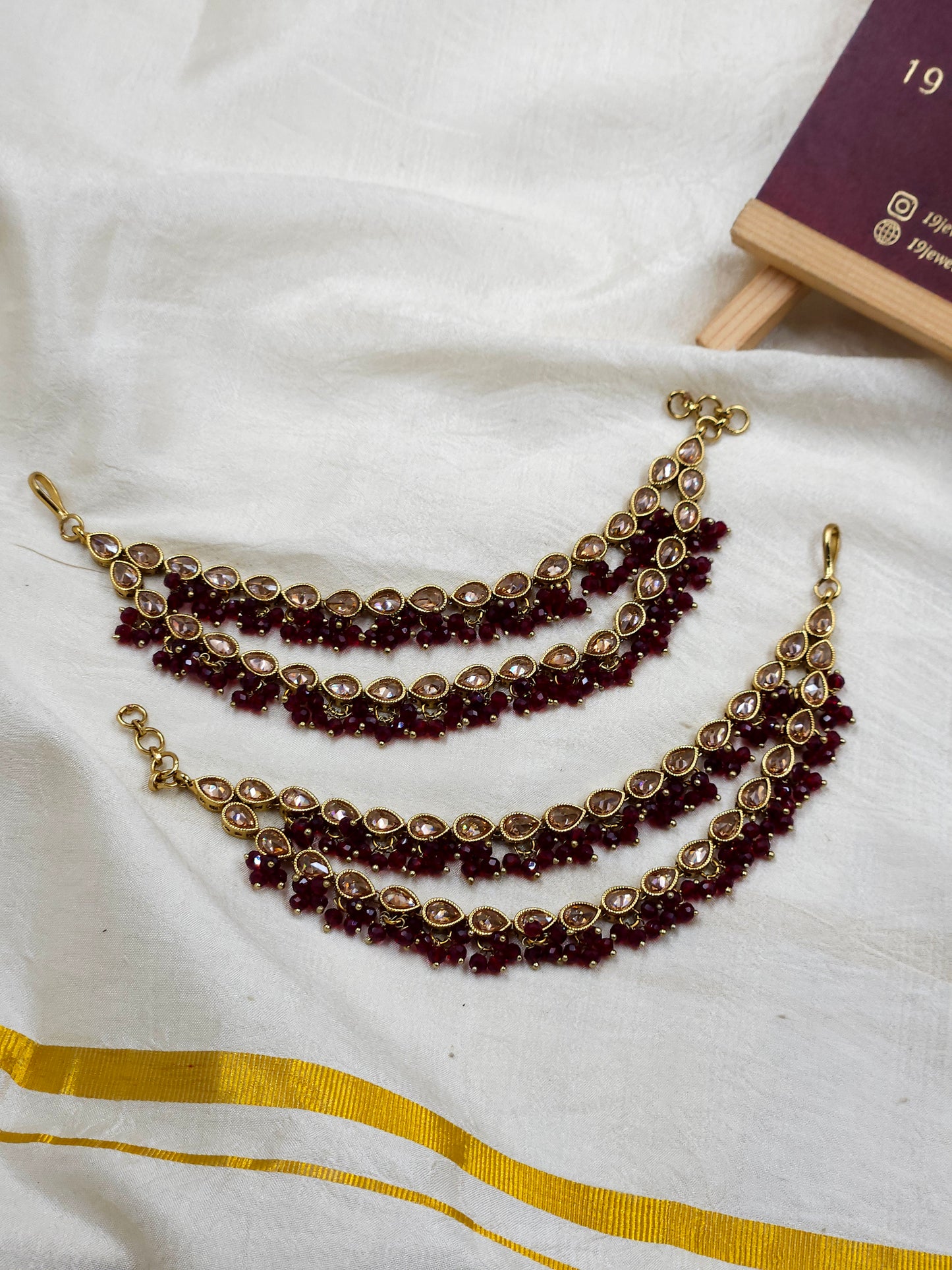 Crystal beaded Ear chain Ea180-F13