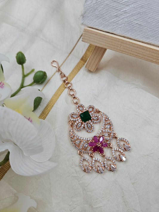 Floral rose gold mangtikka t073