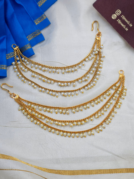 3 line pearl bead Ear chain Ea261