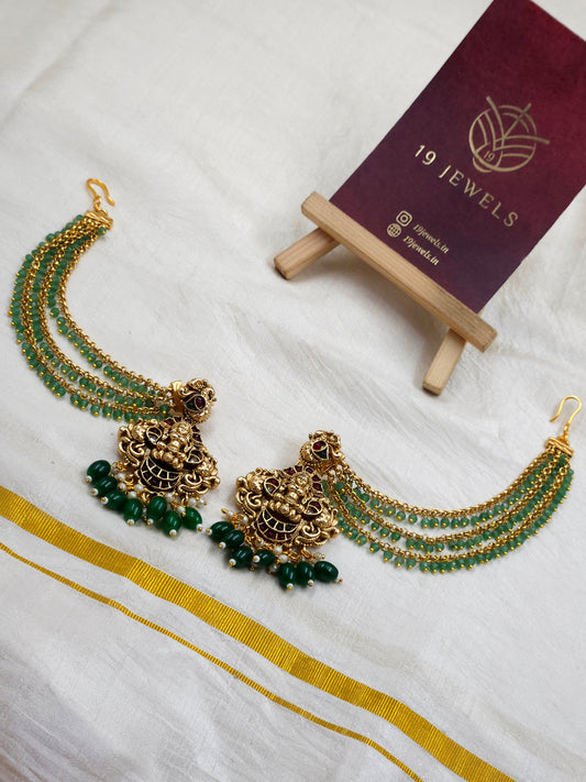 Green beaded jumka Jm282