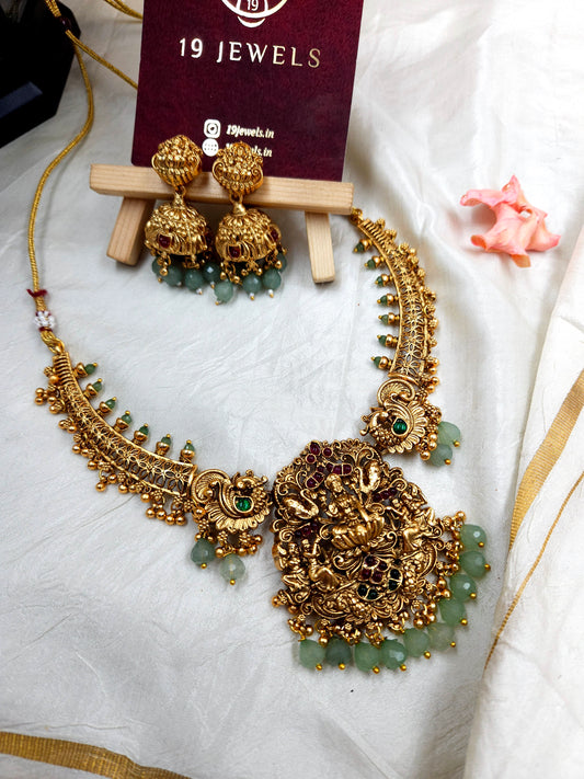 Pastel green lakshmi necklace N717