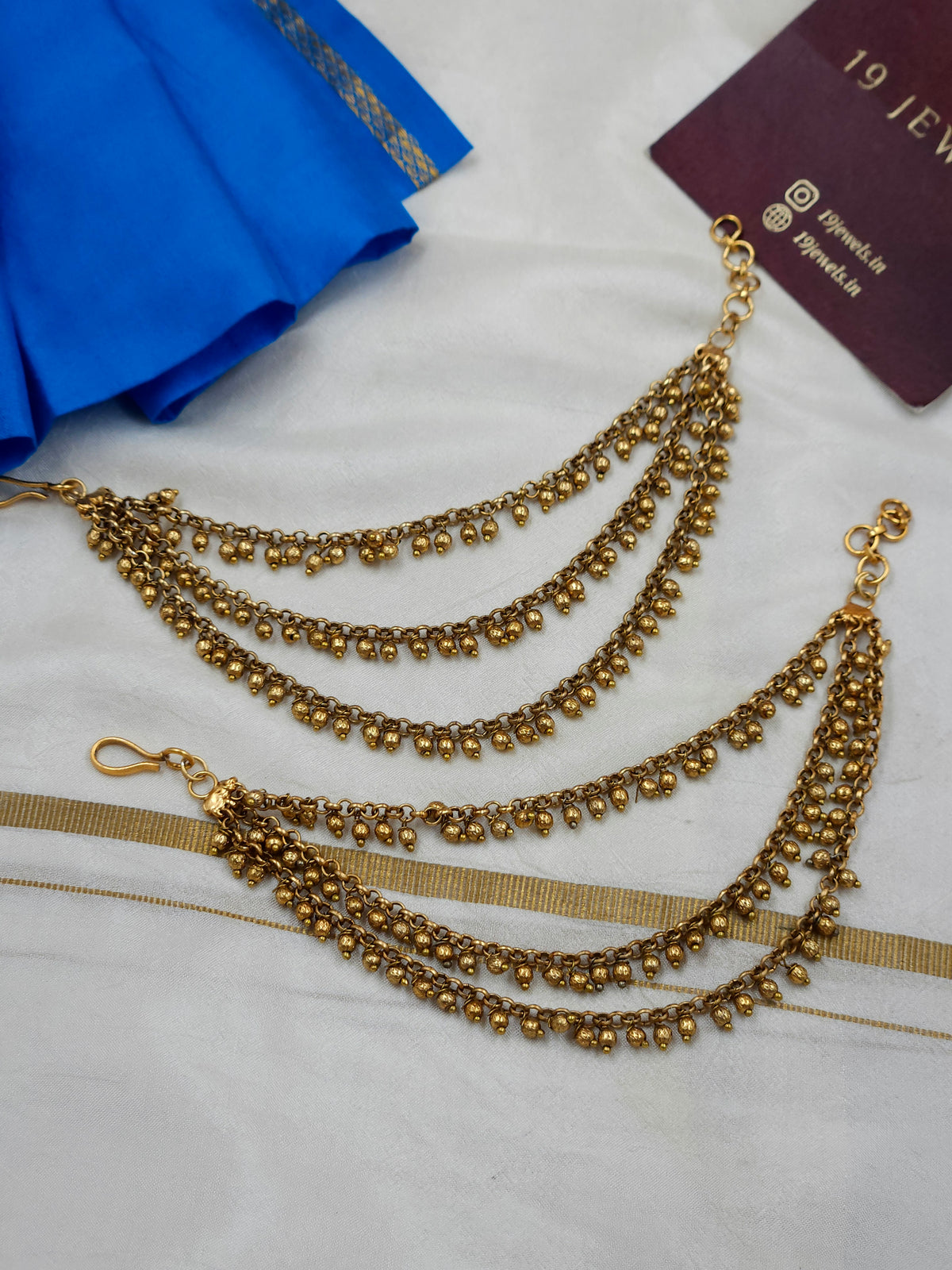3 line gold ear chain Ea296