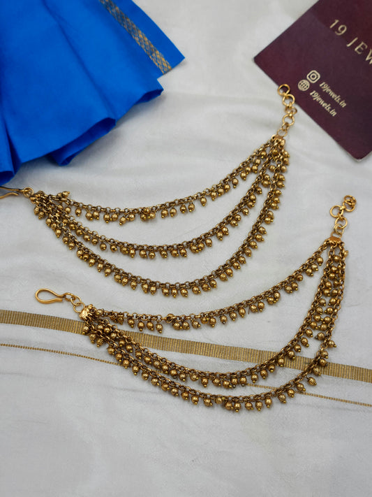 3 line gold ear chain Ea296