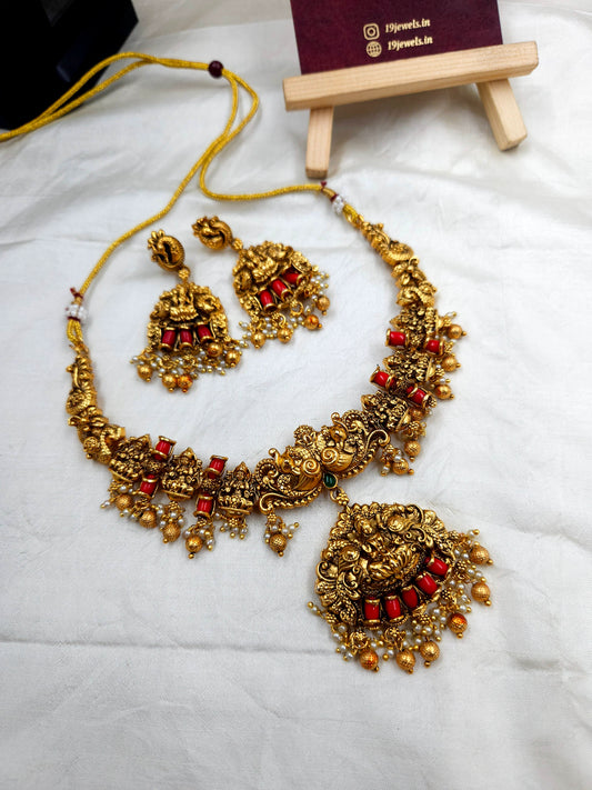 coral gold necklace N742