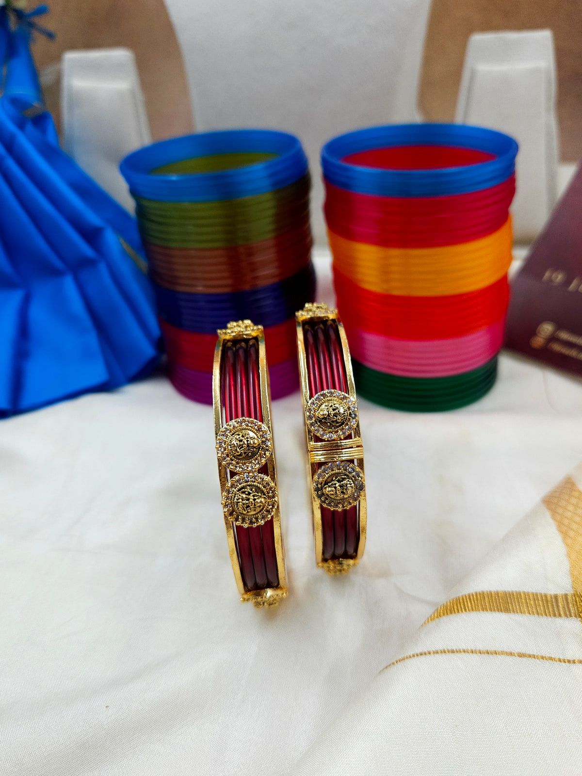 12 set of interchangeable Bangle set with ad lakshmi kada bangle Bn299