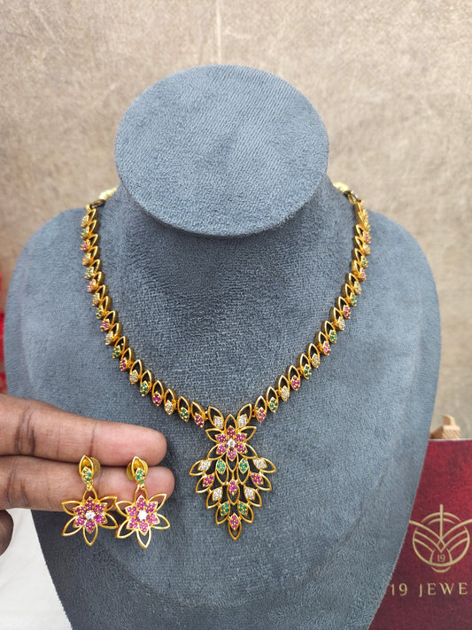 Cz Multi colour necklace neck N324