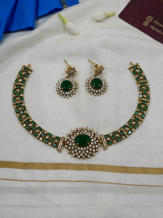 Cz emerald necklace N1663