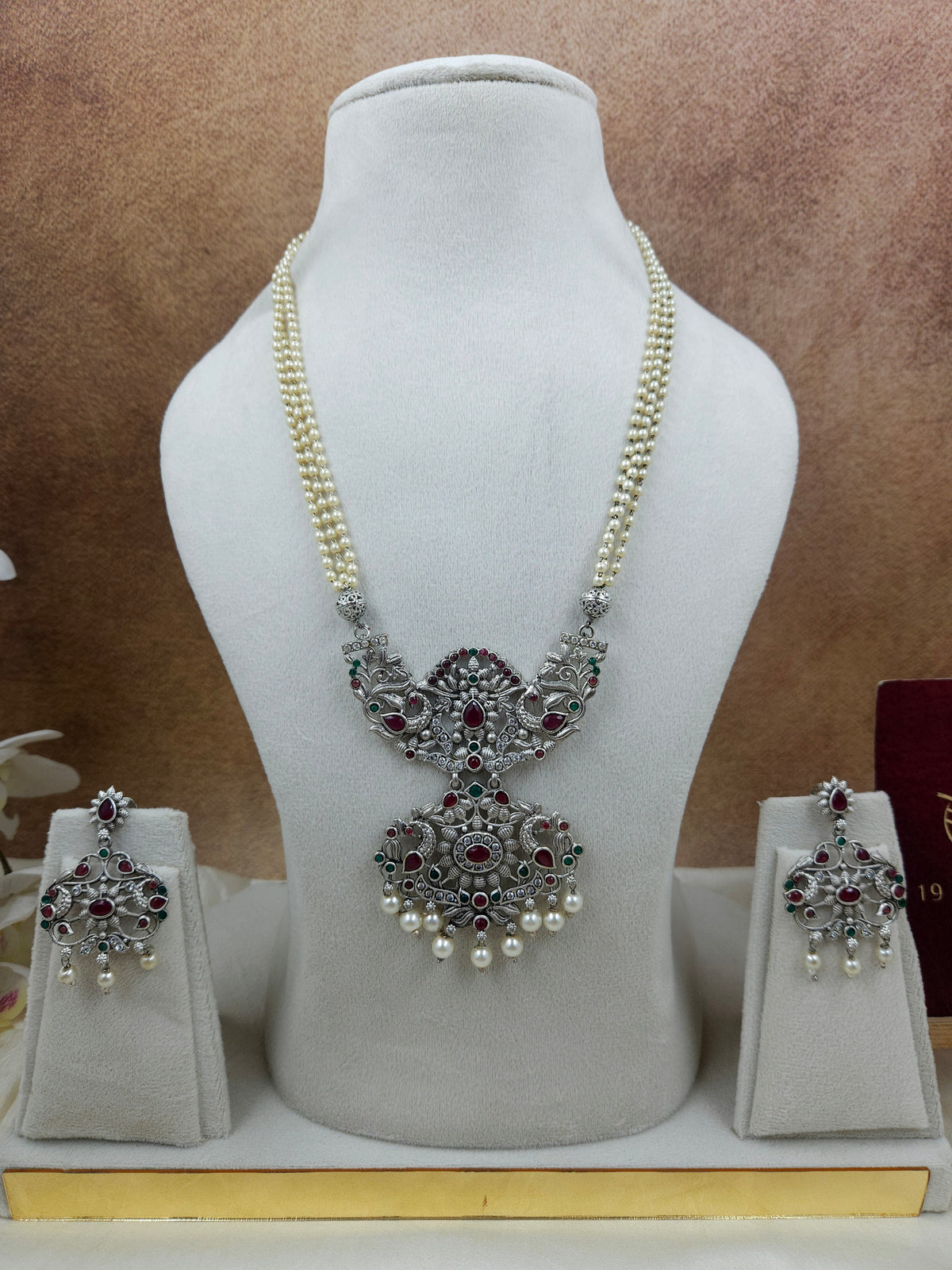 Silver pearl necklace Ge061