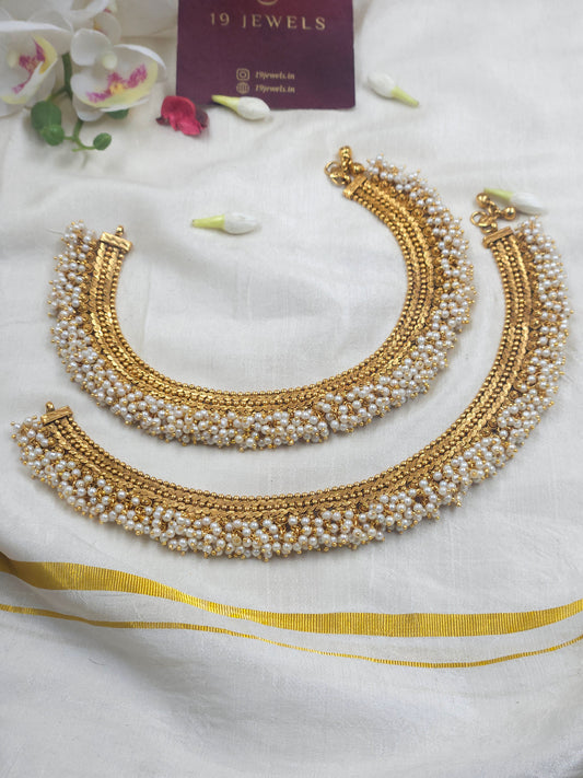 Antique bridal Pearl anklet An079