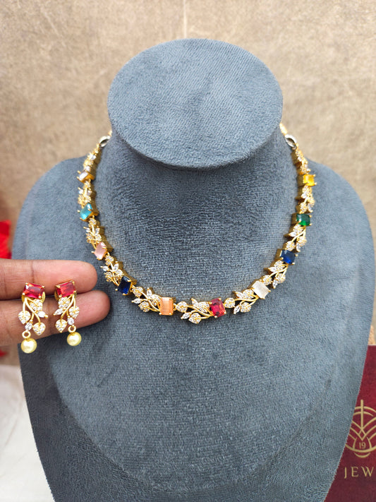 Multi colour stone necklace N510