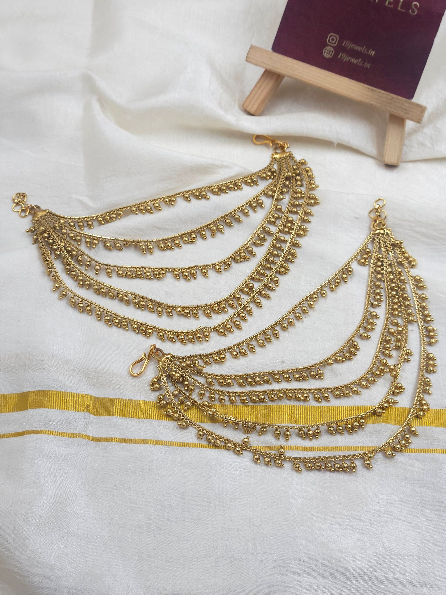 5 line gold Ear chain Ea151-F12