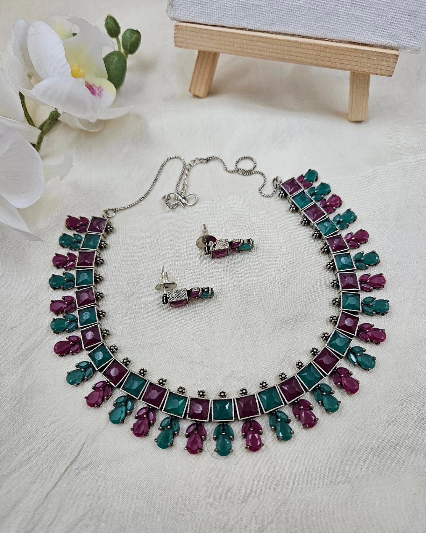 Silver necklace set Ge009