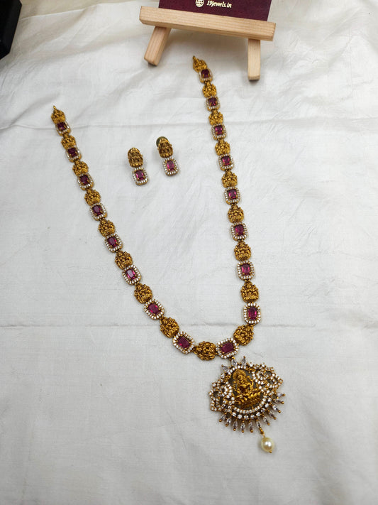 Ruby cz long lakshmi haram N764