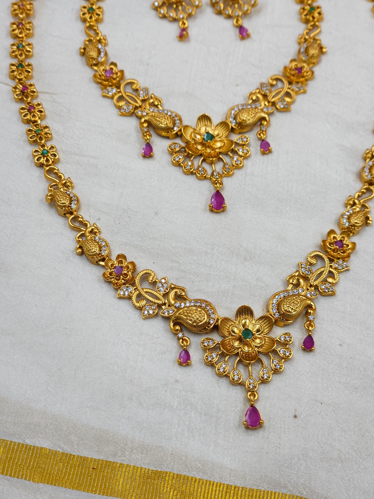 Cz combo necklace haram set Sb733-D21