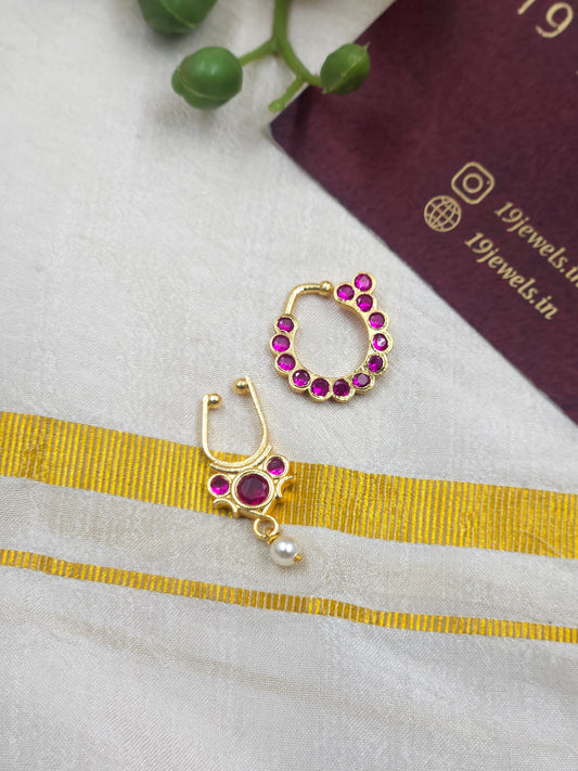 Ruby Nose pin & nath combo 245