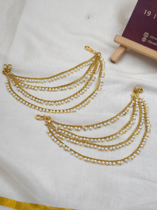 4 line pearl Ear chain Ea169