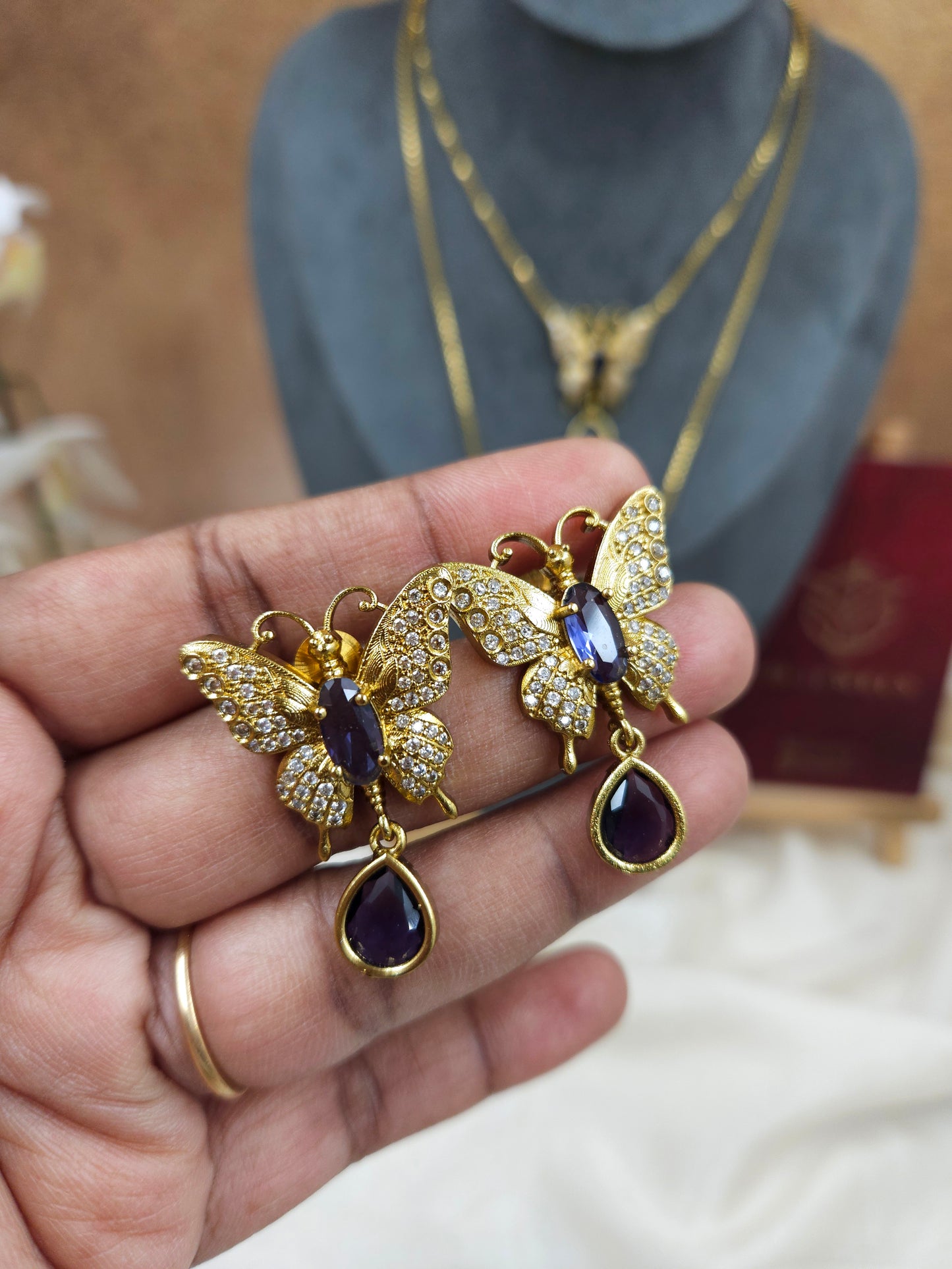 2 step butterfly necklace N1491-A22