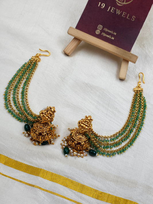 Green beaded jumka Jm283