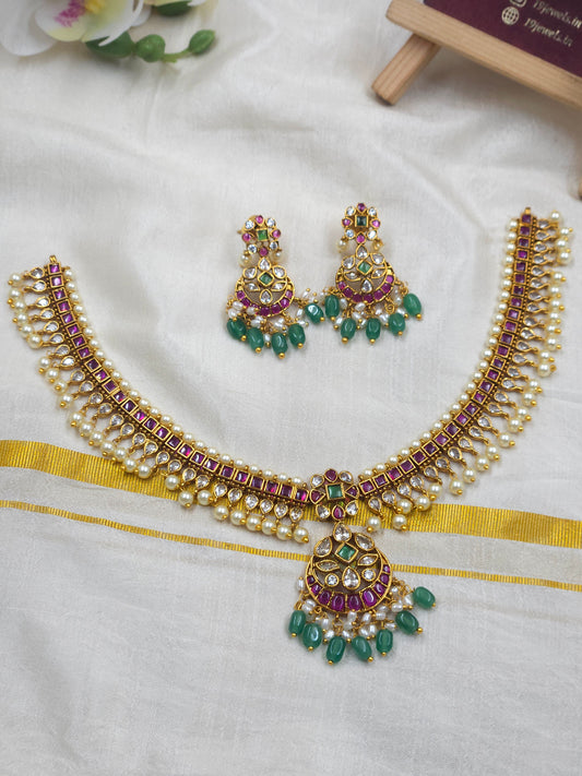 Traditional kempu adigai necklace N1361