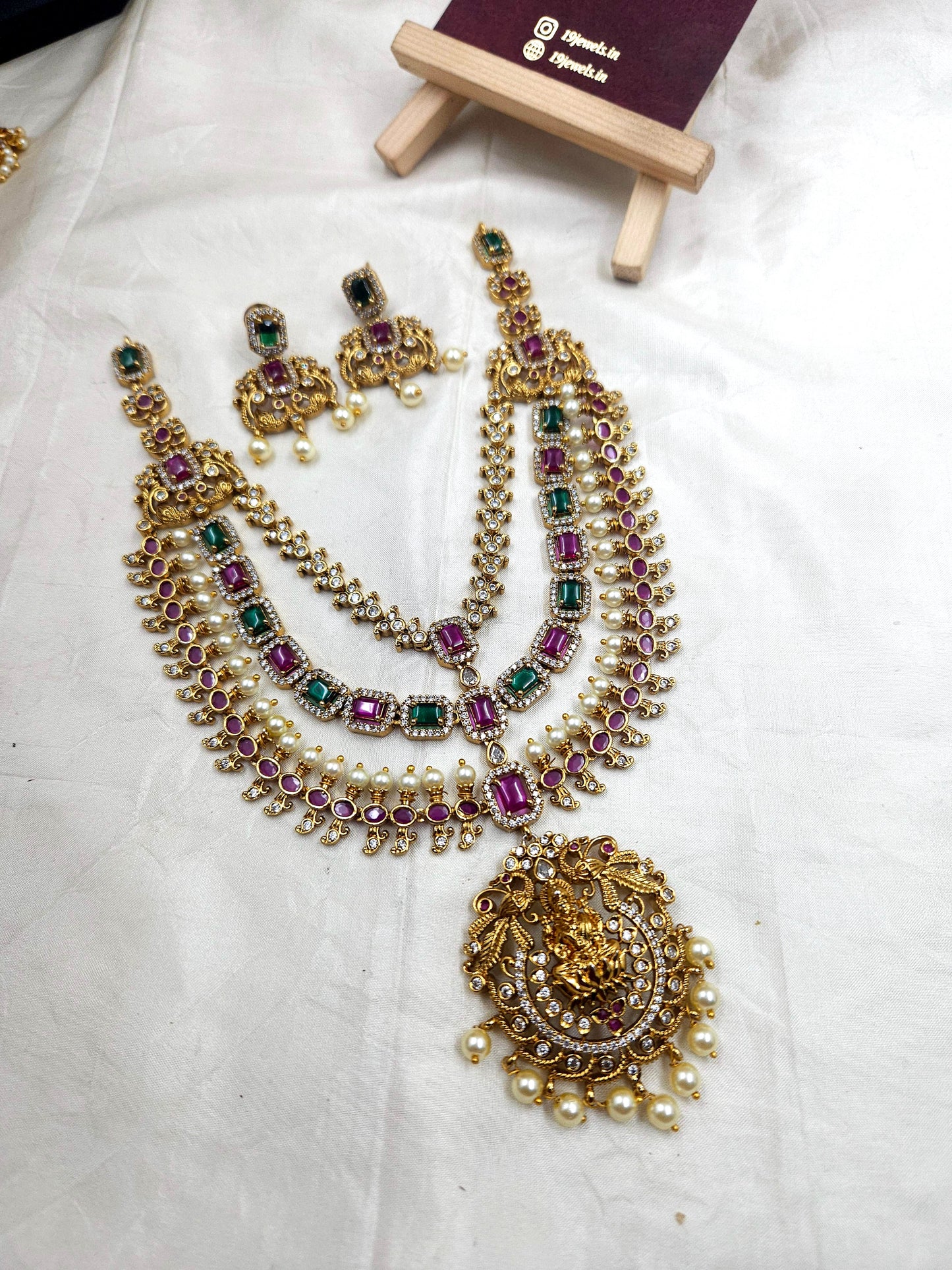 Multi cz 3layer grand necklace N822
