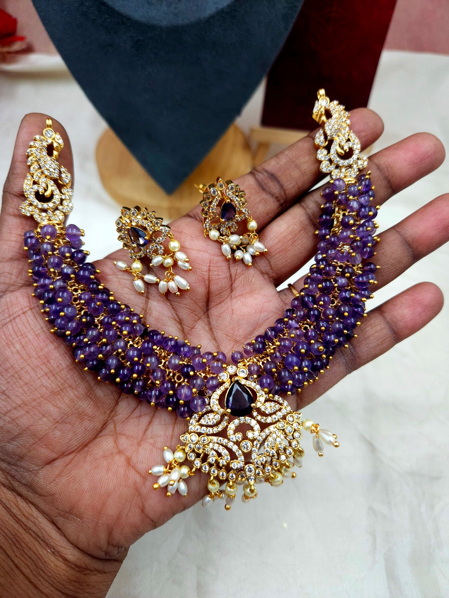 Premium lavender loreal necklace N1019